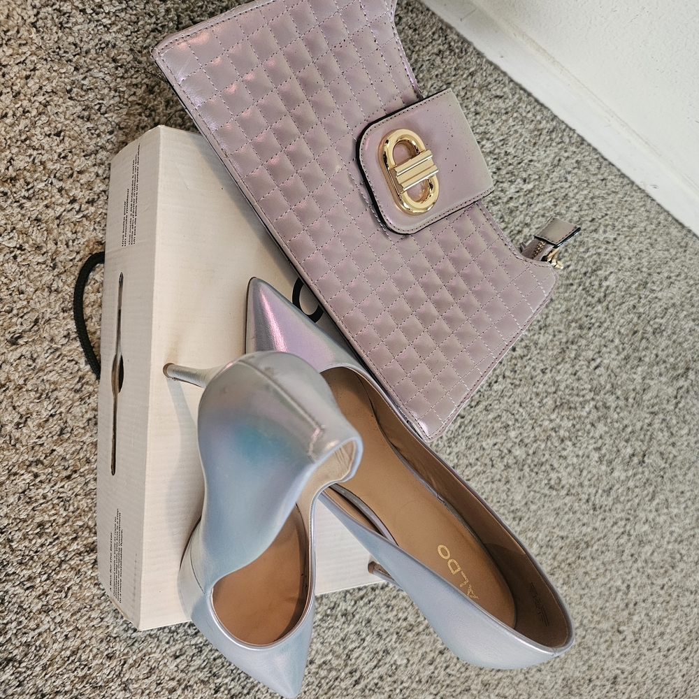 Aldo Iridescent Light Blue Pointed-Toe Stiletto Pumps